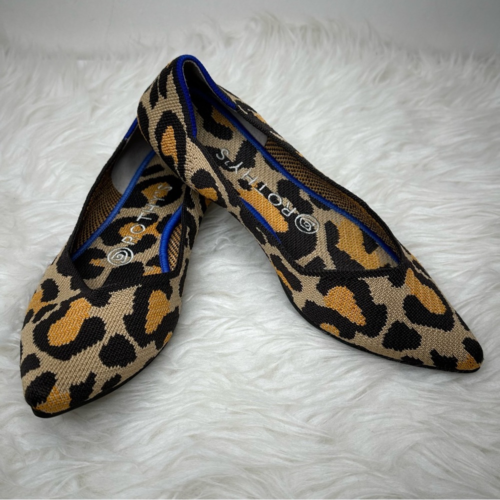 Rothy’s Women’s The Point Leopard Cheetah Animal Print Flat Size 6.5
